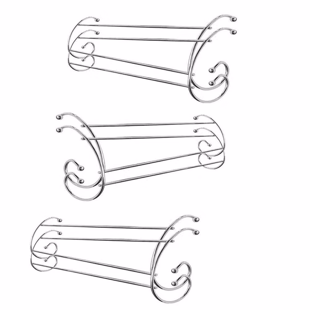 VOGREX 2-Piece Chrome 2-Bar Radiator Towel Airer Rail in Silver – 3
