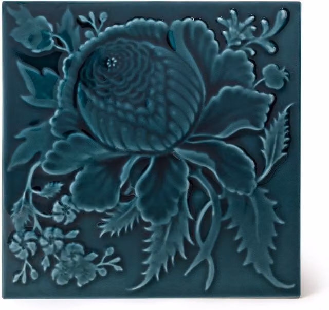 House of Hackney Artemis Rose Euphorbia Relief Ceramic Sample Tile