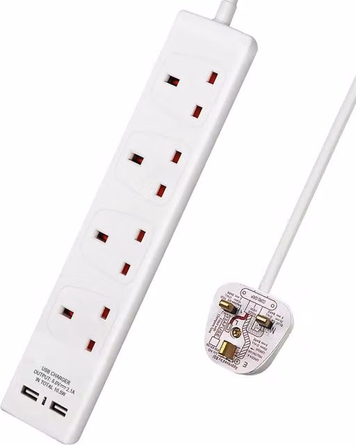 Livingandhome Outlet Extender with Cable, White