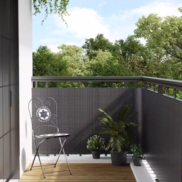 Berkfield Home Anthracite Poly Rattan Balcony Screen, W: 80 cm, H: 400 cm
