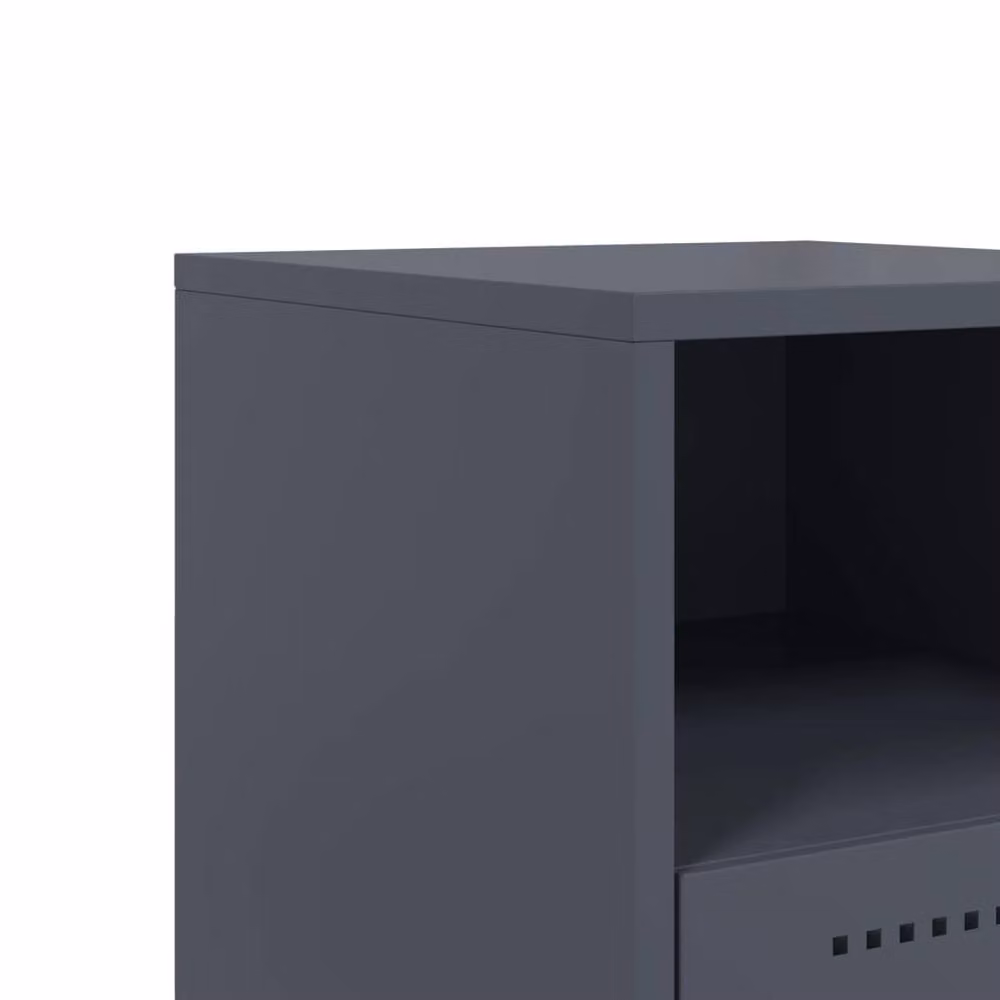 Berkfield Home Set of 2 Anthracite Steel Bedside Cabinets, W/D/H: 36 x 39 x 60.5 cm – 4