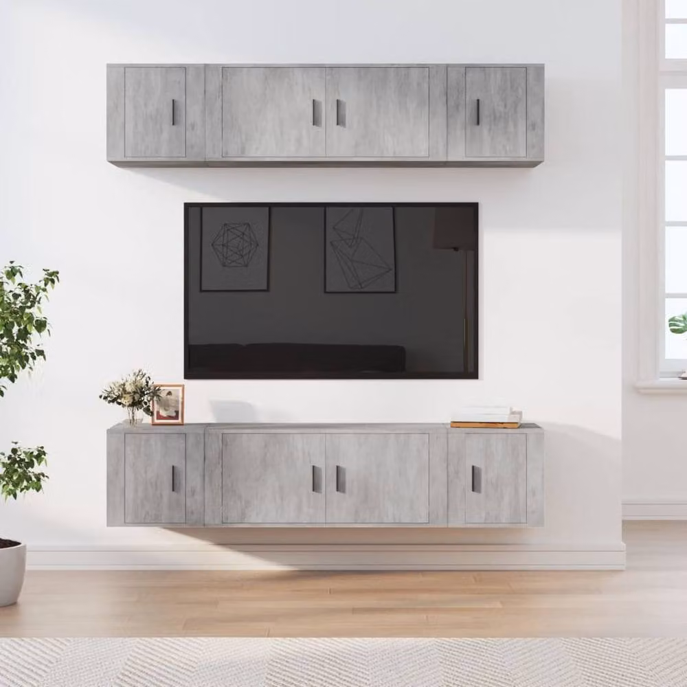 Berkfield Home Classic 6 Piece TV Cabinet Set in Concrete Grey Engineered Wood – 2