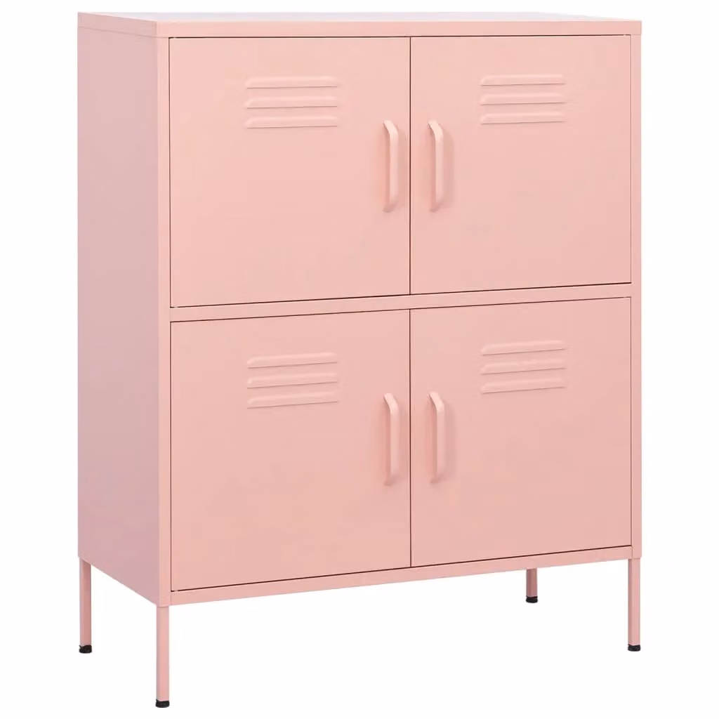 Berkfield Home Pink Metal Storage Cabinet with Hinged Doors, W/D/H: 80 x 35 x 101.5 cm – 2
