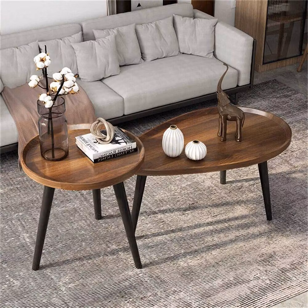 KORVIXA Set of 2 Nesting Side Tables in Brown – 3