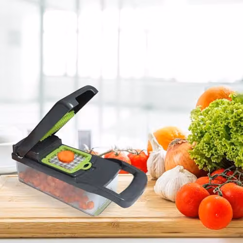 Alivio 14-in-1 Multifunction Vegetable Chopper, Slicer and Dicer with Container in Green and Black – 6