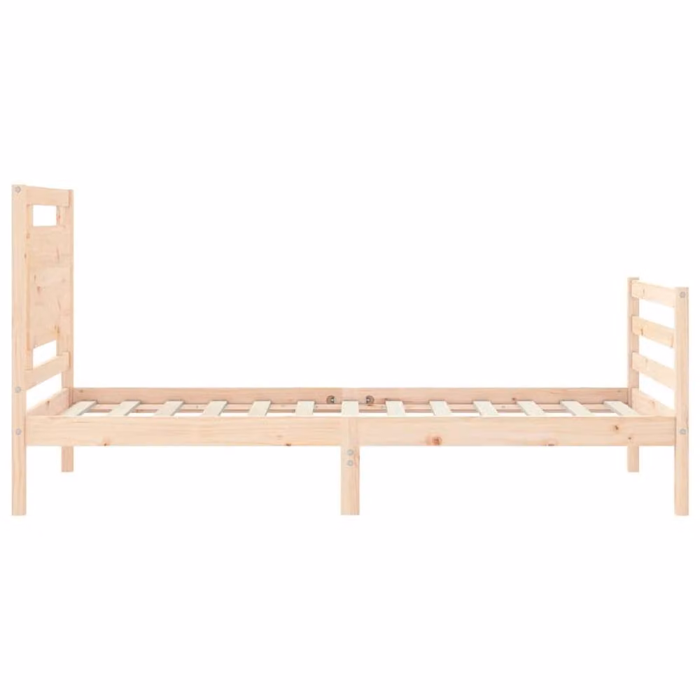 Berkfield Home Beautiful Bed Frame with Headboard in Beige Solid Pine Wood, W/D/H: 100 x 200 cm – 2