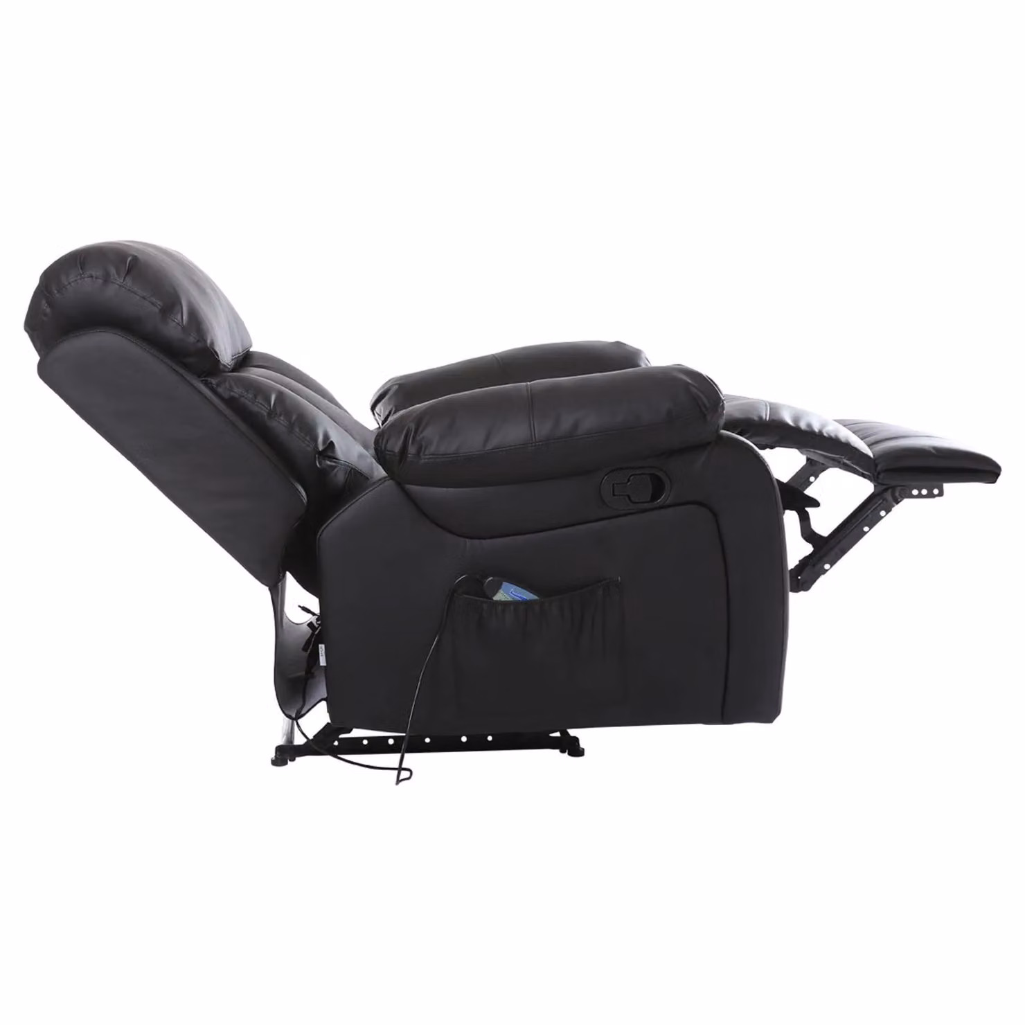 More4Homes Chester Manual Recliner Chair with Heat and Massage in Black Bonded Leather – 3