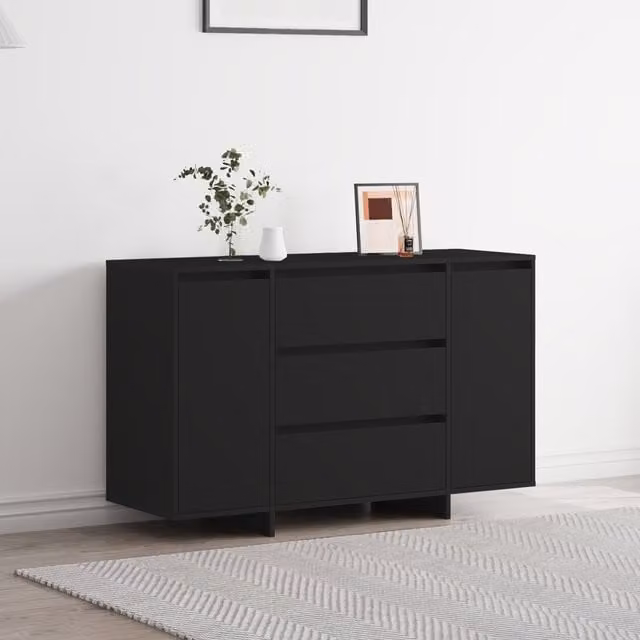 Berkfield Home Modern Matt Black Sideboard in Engineered Wood W/D/H: 120 x 41 x 75 cm – 1