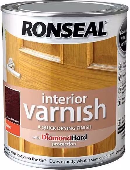 Ronseal Quick Dry Interior Wood Varnish in Deep Mahogany Gloss, 750ml – 2