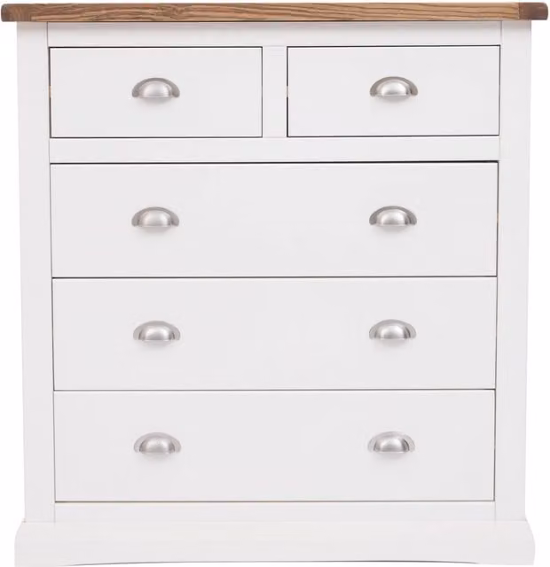 Cabinet Bits Cosenza 5 Drawer Chest of Drawers in White with Chrome Handles