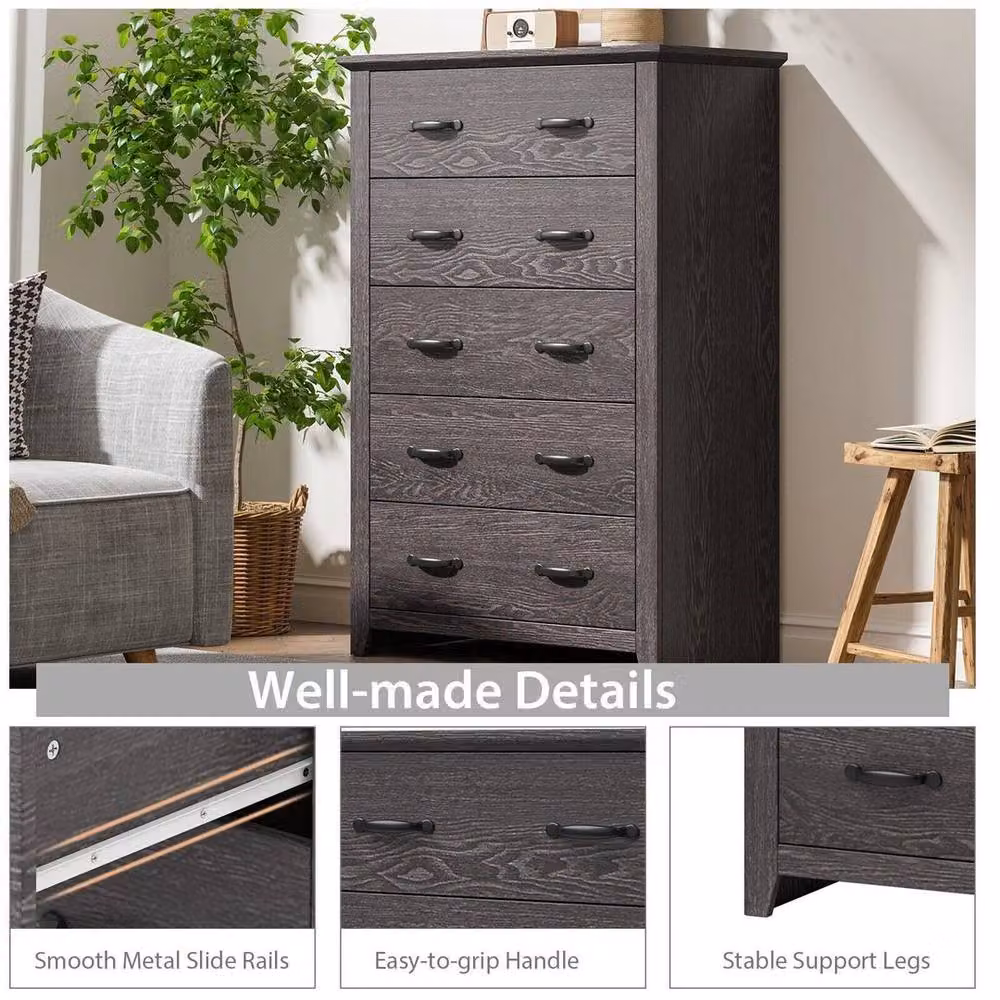 Kelvenix Modern Matt Grey Metal Chest of Drawers – 3