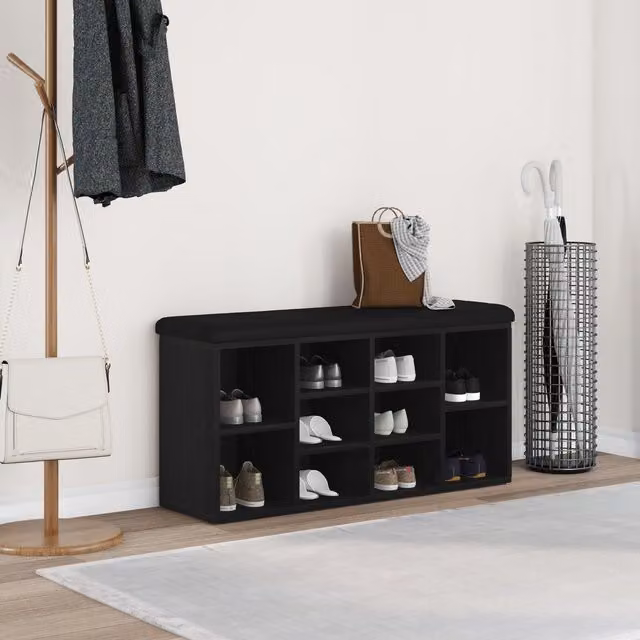 Berkfield Home Black Oak Storage Bench W/D/H: 100 x 30 x 48 cm – 1