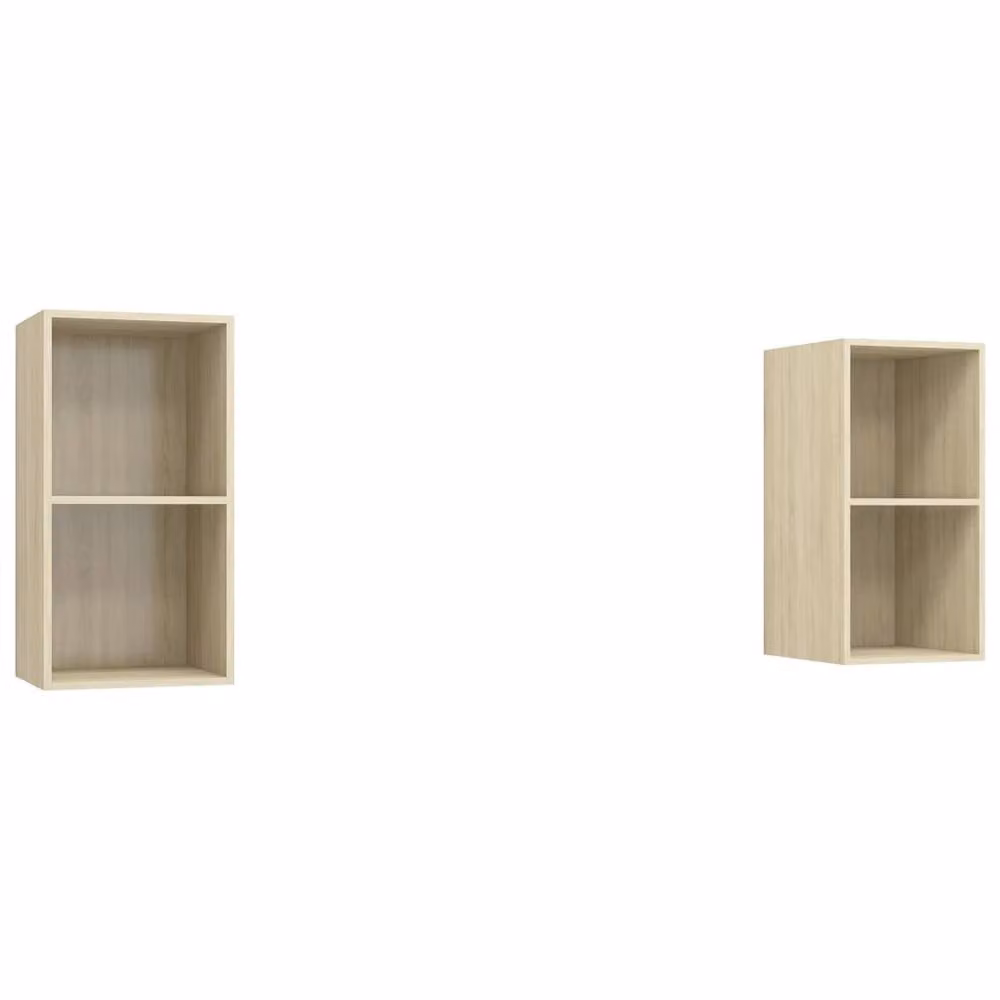 Berkfield Home Set of 2 Wall-mounted TV Cabinets in Sonoma Oak and Beige, W/D/H: 72 x 37 x 37 cm – 3