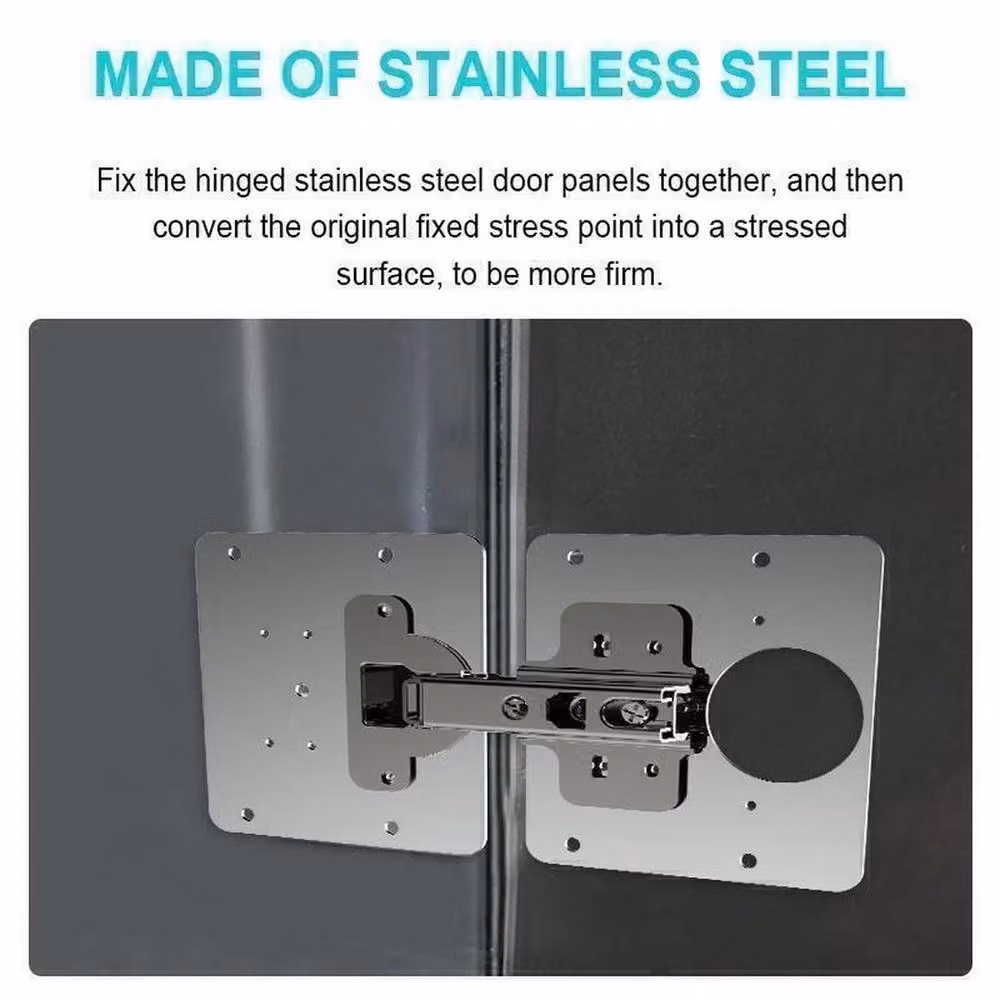 SPETLEK Kitchen Cupboard Door Hinge Repair Kit in Silver Stainless Steel with 1 Plate and 6 Screws – 5
