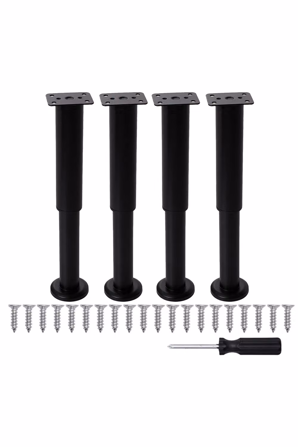 Living and Home 4 Piece Adjustable Heavy Duty Carbon Steel Furniture Support Legs with Rubber Pads for Cabinets and Coffee Tables, Black, Height: 18-32 cm – 2