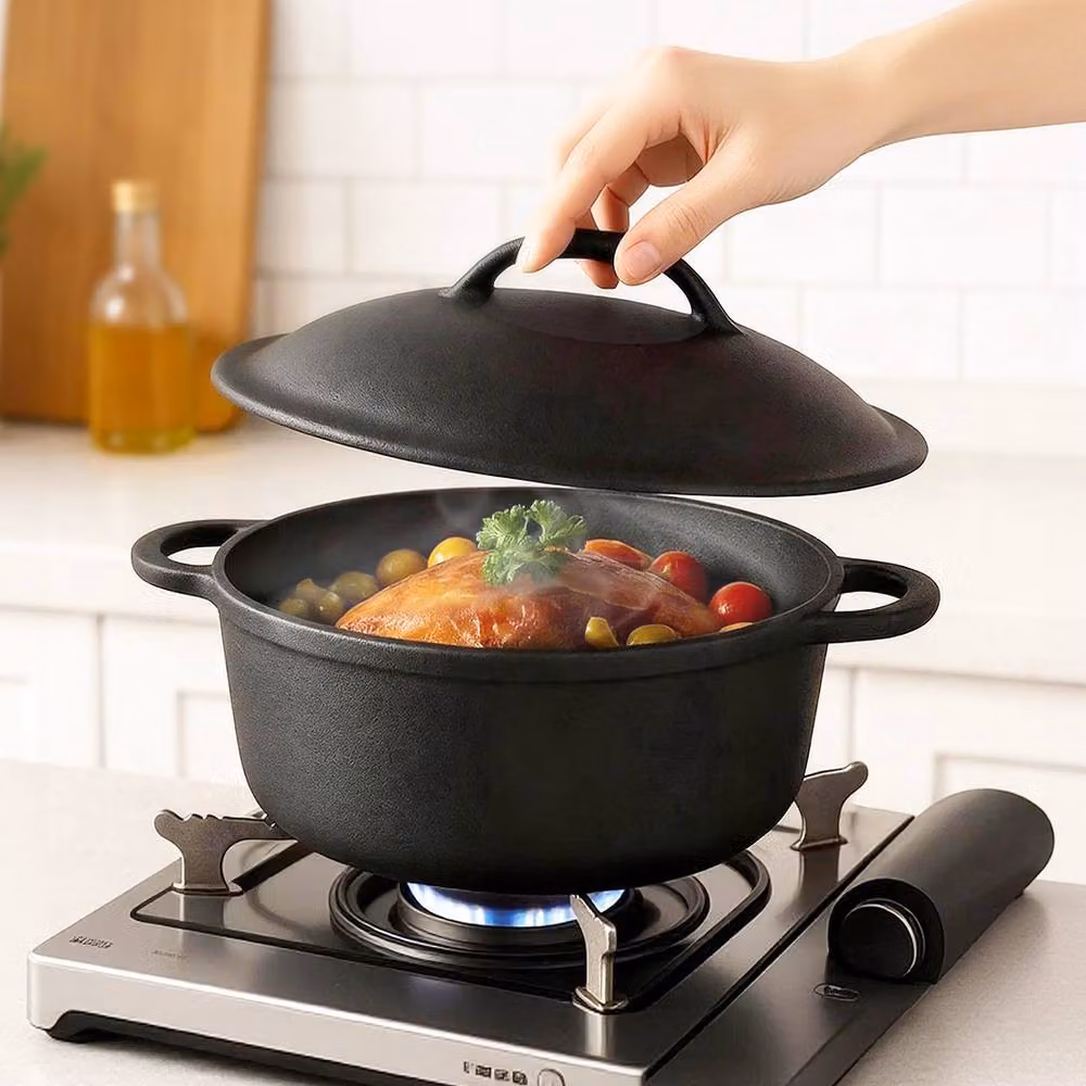 Toque Black Cast Iron Dutch Oven Casserole Dish with Lid – 3