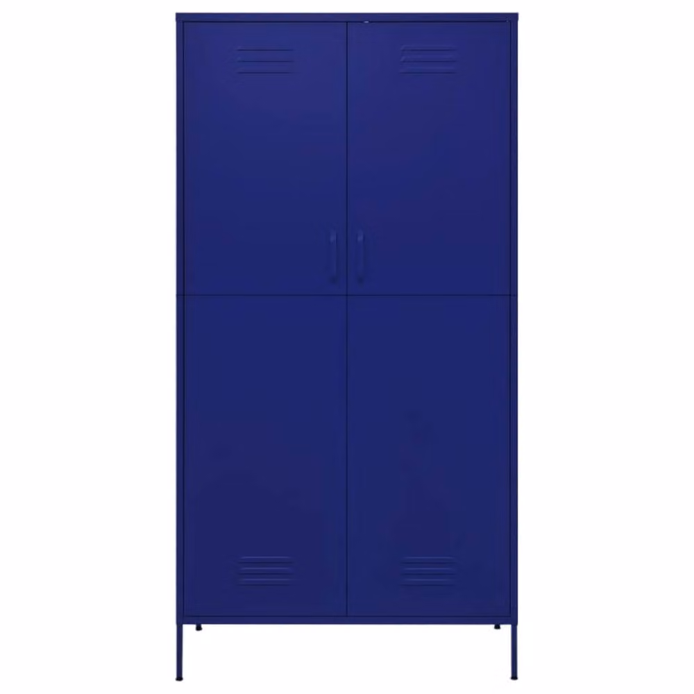 Berkfield Home Navy Blue Metal Wardrobe with Internal Shelves and Hanging Rod, W/D/H: 90 x 50 x 180 cm – 3