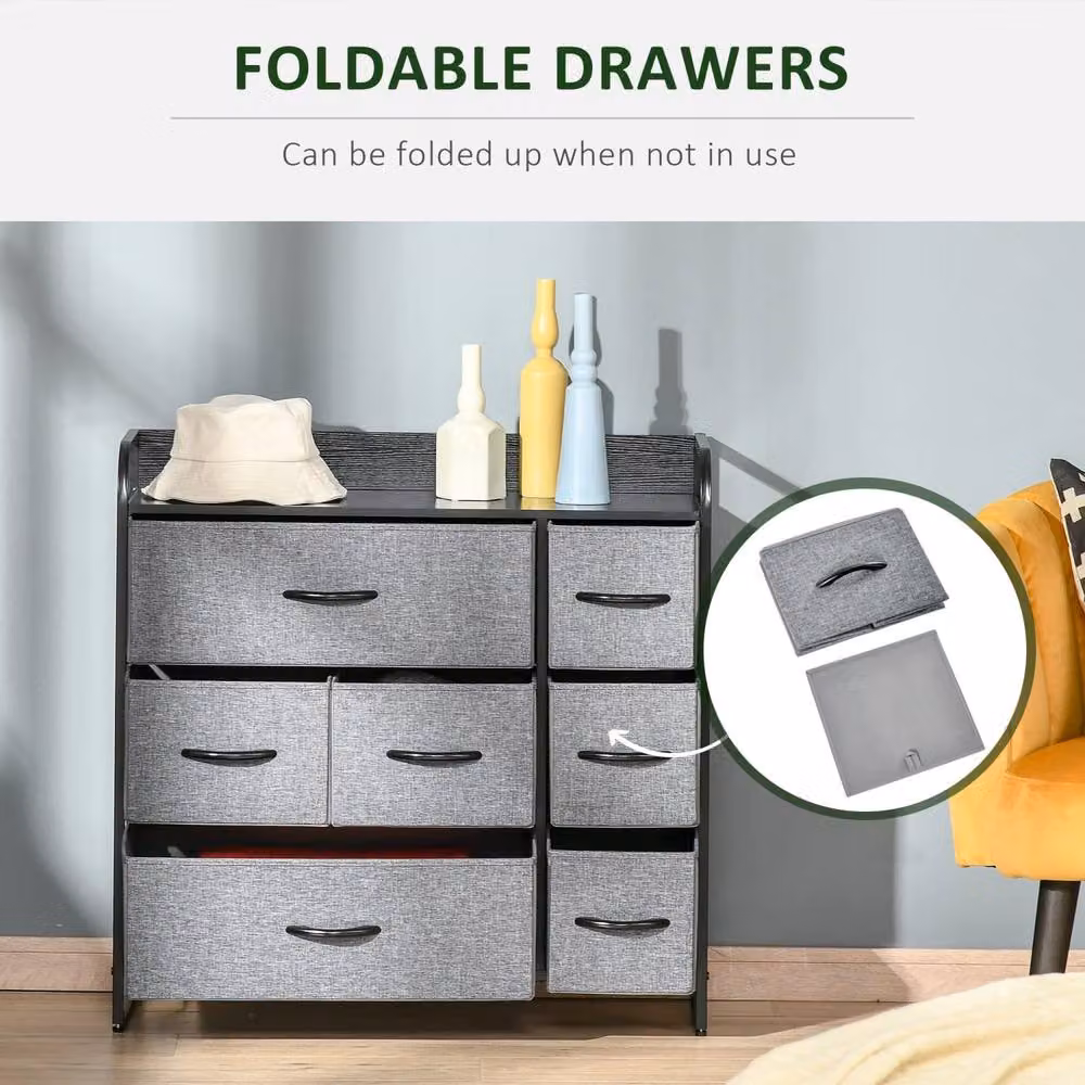 Wyld Haus Lizi Grey Fabric and Metal 7 Drawer Foldable Storage Chest W/D/H: 78.5 x 29 x 80 cm – 5