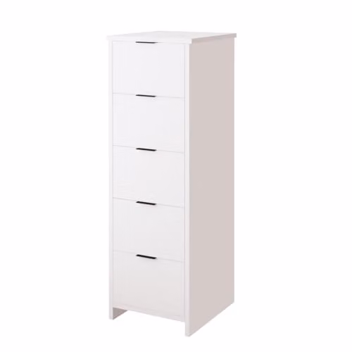 Bimossa Laura Tall Hallway Storage Cabinet with 5 Drawers, White – 1