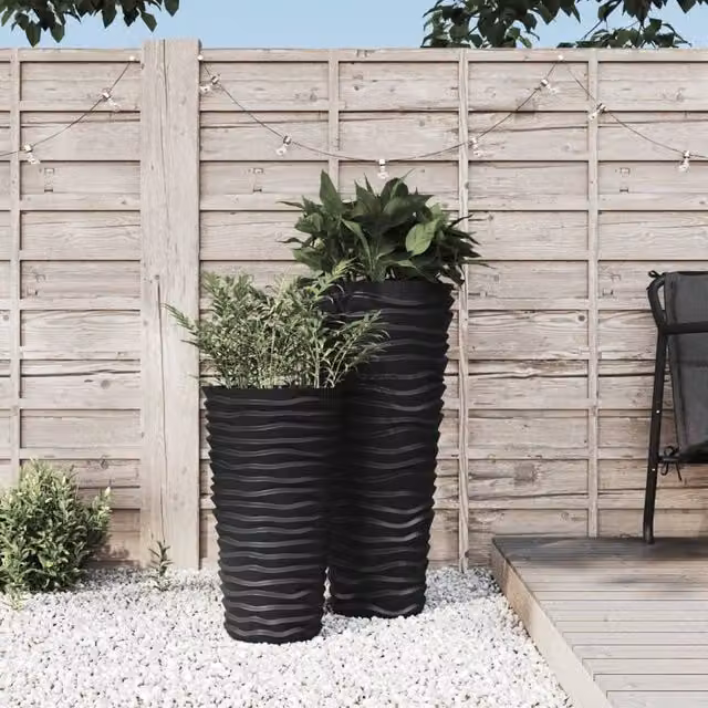 Berkfield Home Planter with Removable Inner Liner in Black and Anthracite, Grooved Look Plastic Tub, 8/22 L – 1