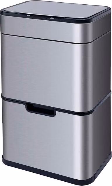 Tower 50L Ozone Recycling Sensor Bin in Grey and Silver Stainless Steel