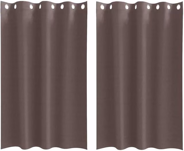 Berkfield Home Blackout Eyelet Curtains, 2 Pack, Brown, W: 140 cm, H: 175 cm