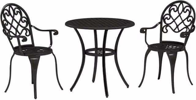 FLAVORA Black Aluminium Garden Table and Chairs Set