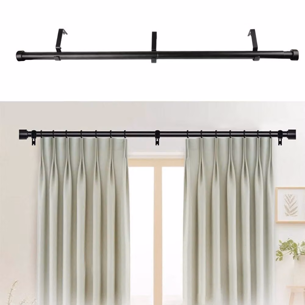 EONLION Extendable Curtain Pole, Black, Width: 46-114 cm – 2
