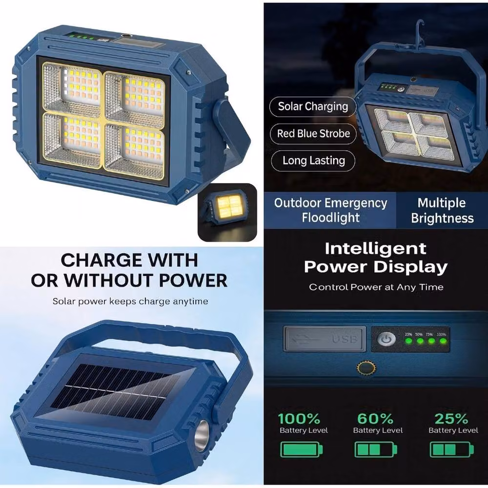 SPETLEK Solar USB Rechargeable Portable LED Camping Lamp in Blue – 3