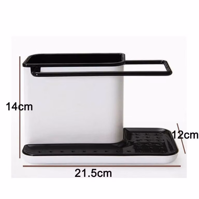 NESTLUNE Black and White Plastic Kitchen Sink Tidy Caddy Organiser
