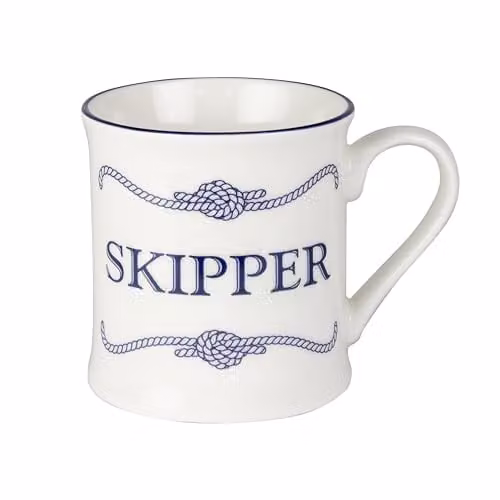 Nauticalia Bone China Crew Mug in White and Blue