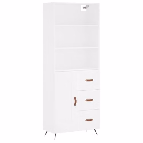 vidaXL Industrial Style Highboard Sideboard in White Engineered Wood with Drawers and Shelves