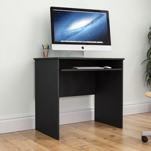 Vida Designs Huby Small Computer Desk in Black with Keyboard Tray