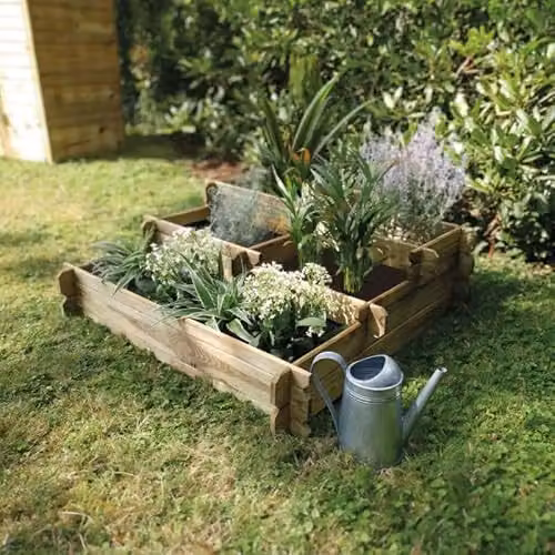 CERLAND Angelic 187L Wooden Raised Vegetable Garden Bed, Natural Brown, W/D/H: 100 x 100 x 36 cm – 2