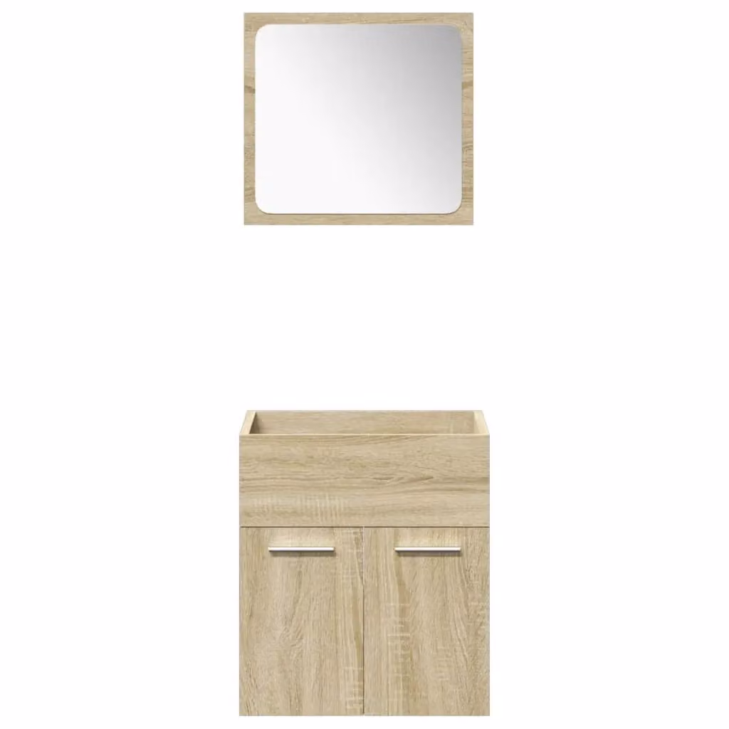 Berkfield Home 4 Piece Modern Bathroom Furniture Set in Sonoma Oak and Brown – 2