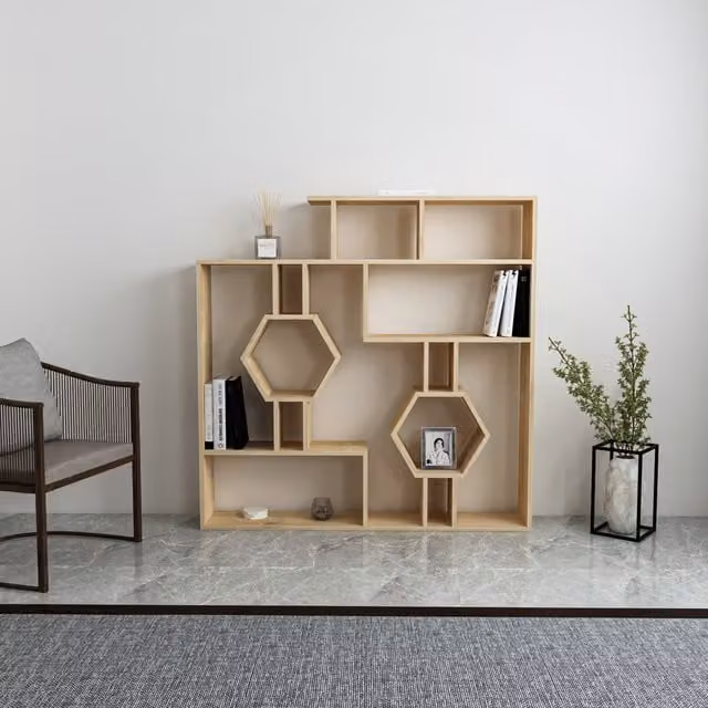 Decorotika Tamara Modern Oak Bookshelf in Brown and Multicolour