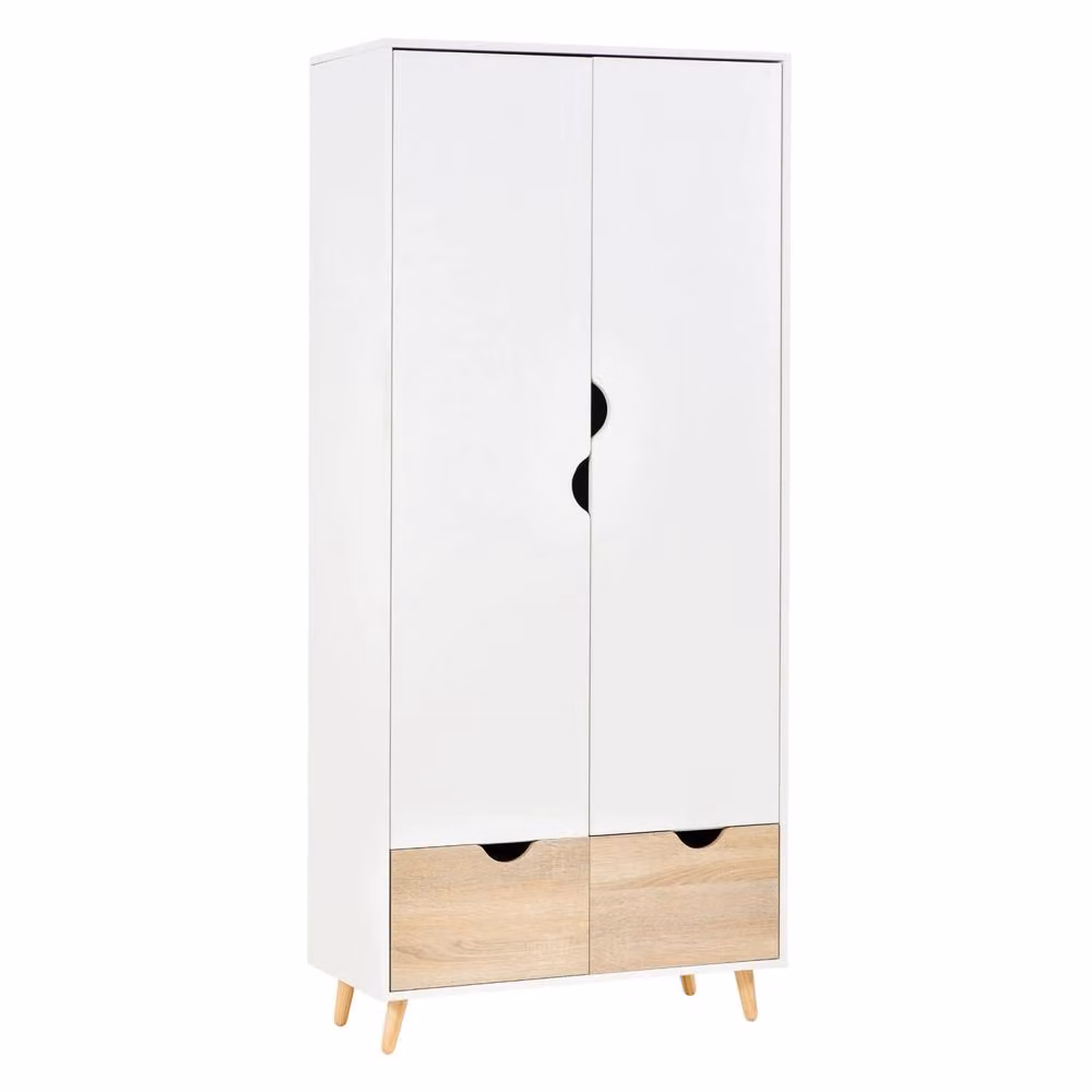 Wyld Haus Belamar 2 Door Wardrobe with Hanging Rail and Drawers in White – 2