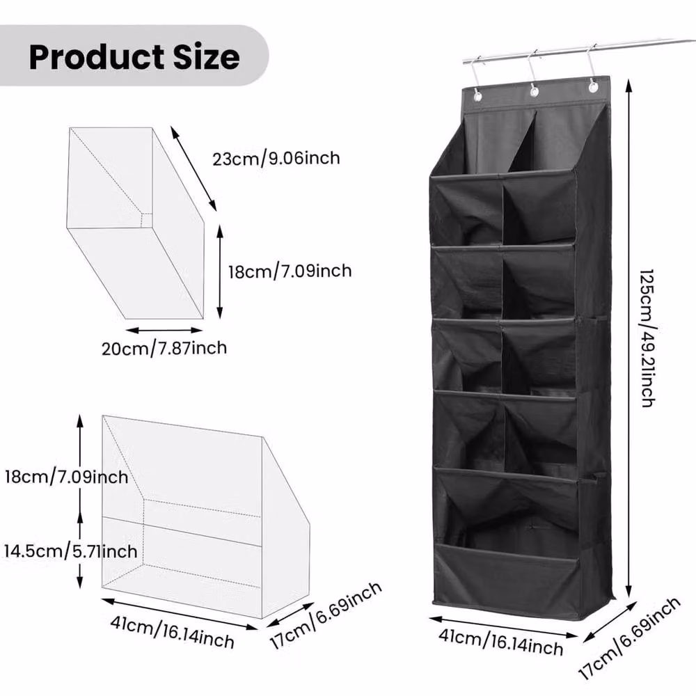 EONLION 2-Piece Black Over The Door Shoe Organiser with 11 Hanging Storage Pockets – 2
