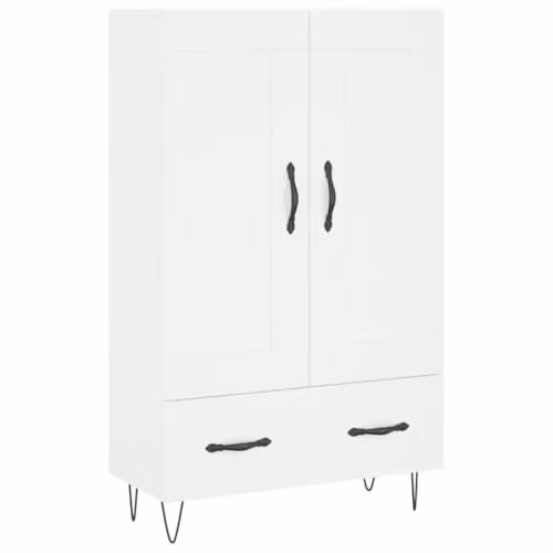 vidaXL Modern White Highboard with Hinged Doors and Drawers, W/D/H: 69.5 x 31 x 115 cm – 1