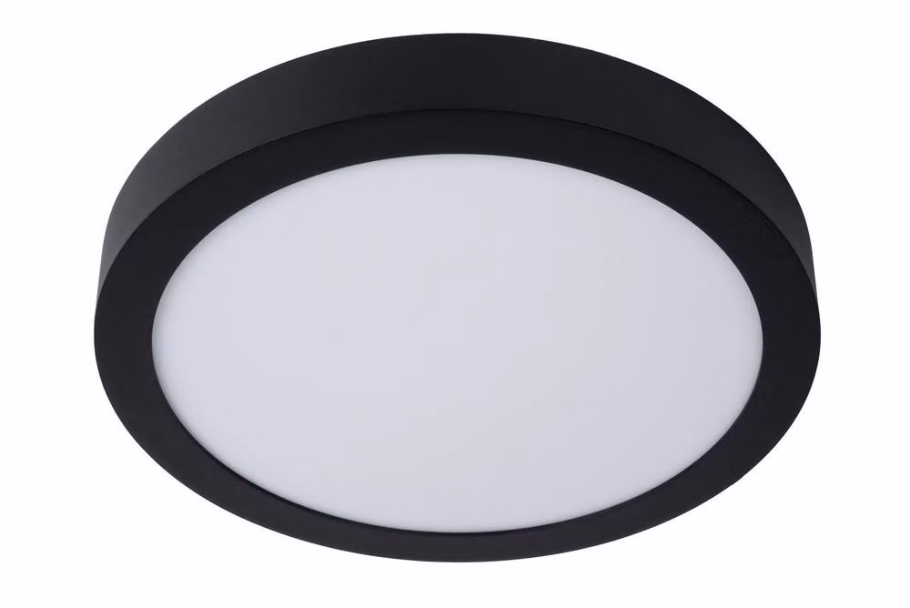 Lucide BRICE Round LED Flush Ceiling Light, Black, Dimmable, IP44 Rated – 2