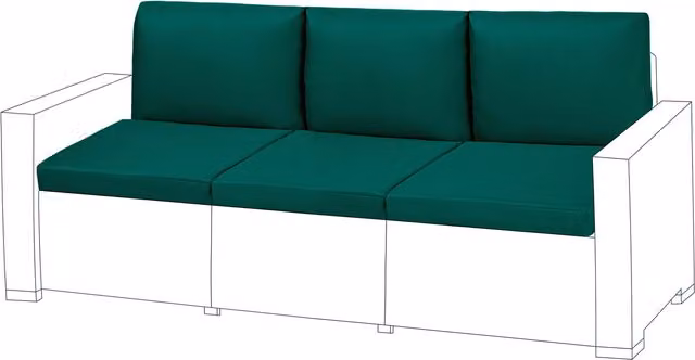 Gardenista Water Repellent Green Polyester Outdoor Garden Rattan Sofa Replacement Cushions, Set of 6