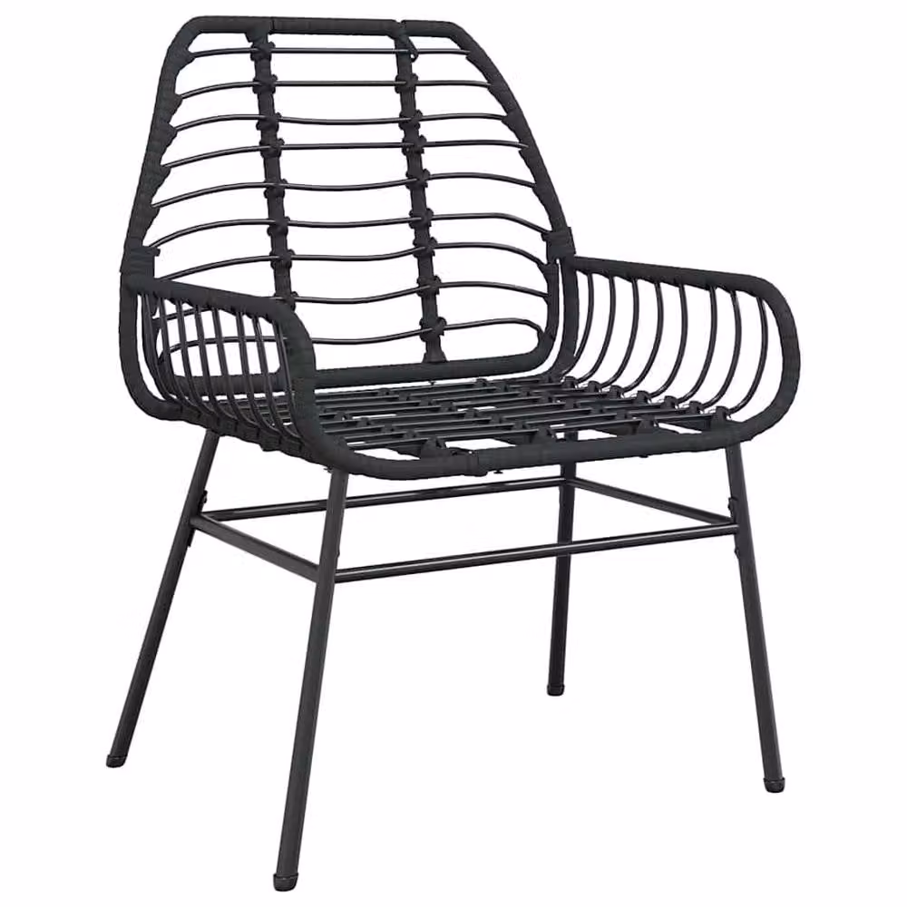 Berkfield Home 5 Piece Modern Garden Dining Set in Black Poly Rattan and Glass – 3