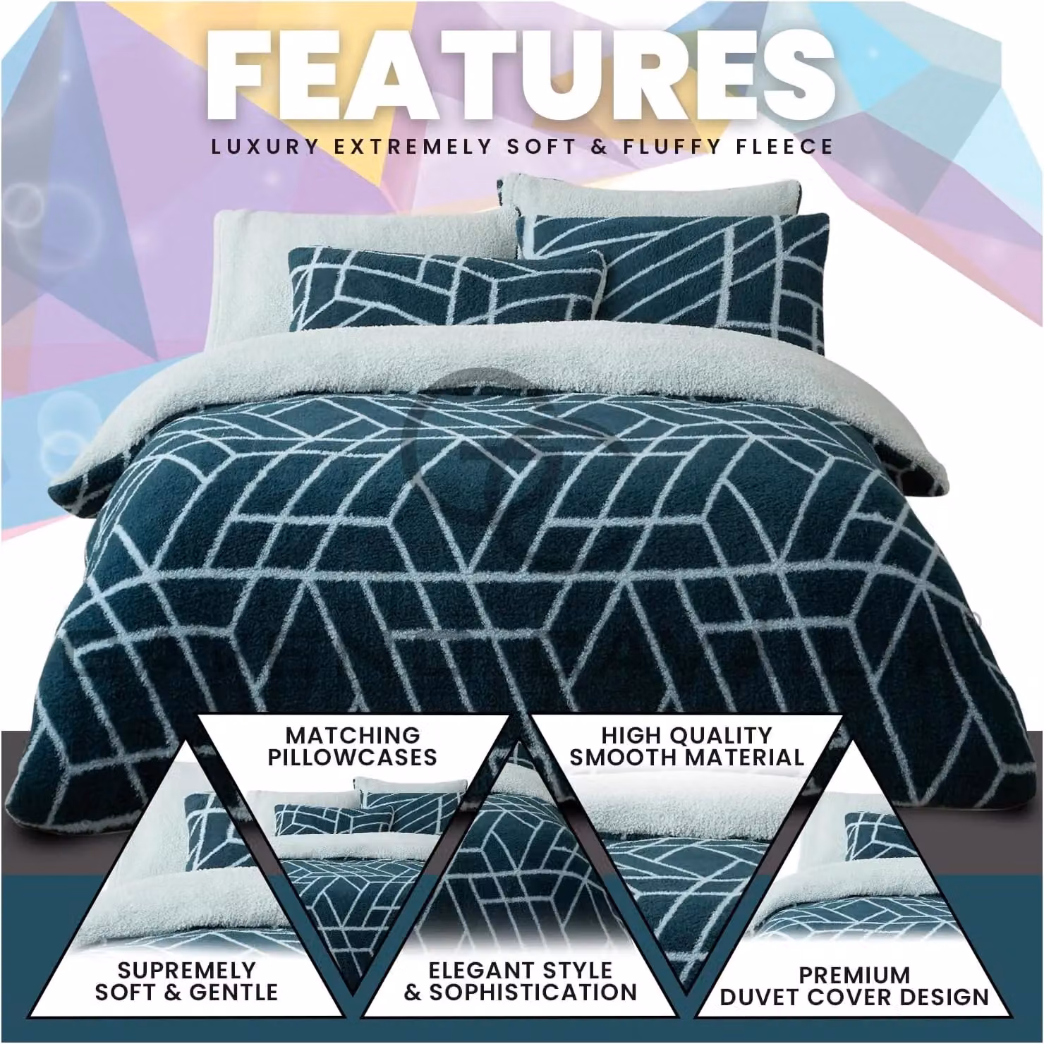 GC GAVENO CAVAILIA Green Teddy Fleece Duvet Cover Set, King Size – 2