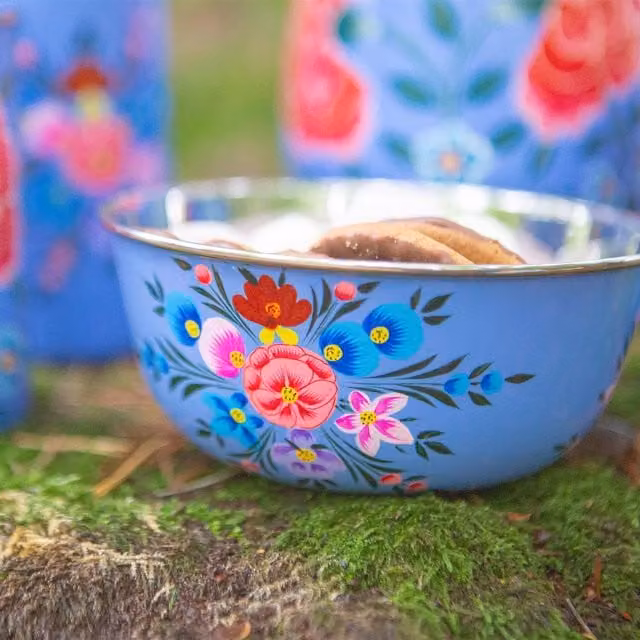 BillyCan Blue Floral Stainless Steel Dessert Bowl