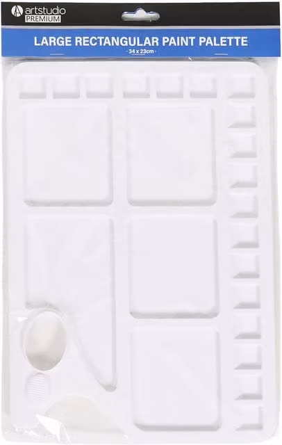 Art Studio White Rectangular Plastic Paint Palette for Professionals