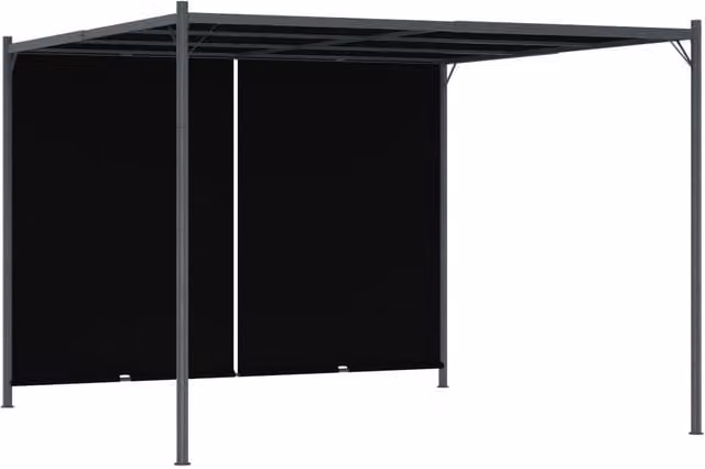 Berkfield Home Garden Pergola with Retractable Roof, Anthracite and Black, W/D: 300 x 300 cm
