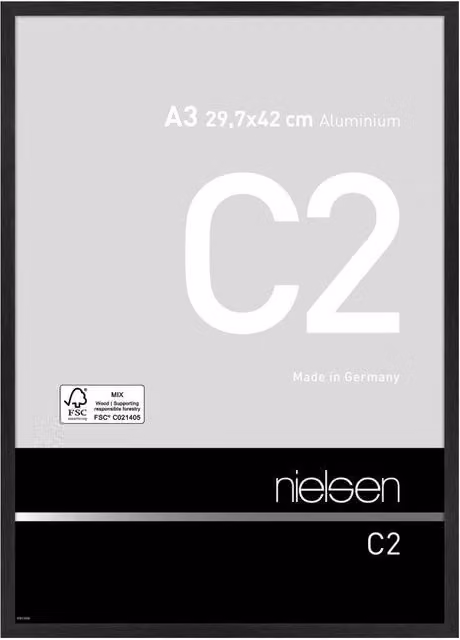 Nielsen Design C2 Aluminium Picture Frame, Black, A3, W: 29.7 cm, H: 42.0 cm