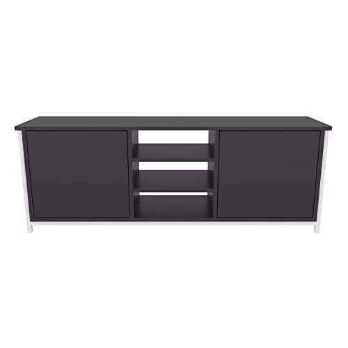 DECOROTIKA Otis Modern TV Unit Media Console in White and Anthracite, W: 140 cm, D: 35 cm, H: 51 cm