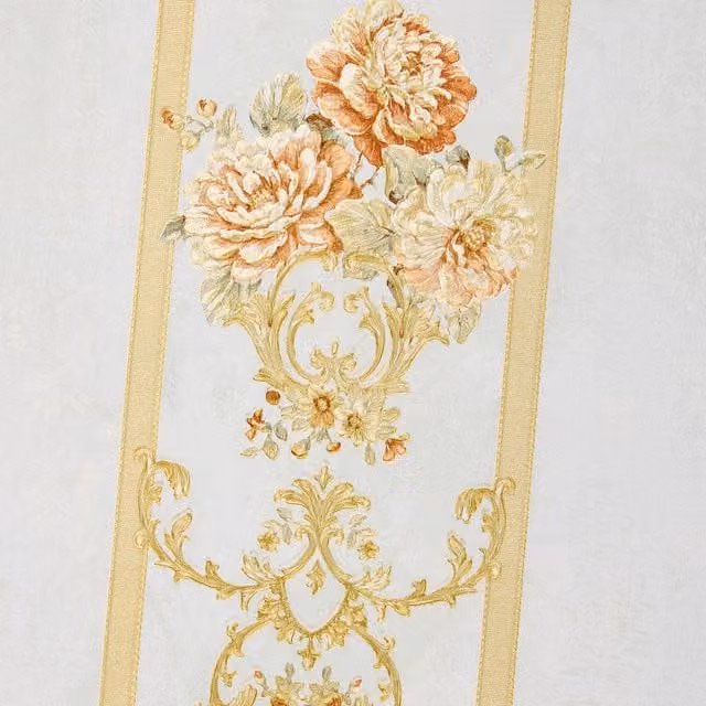 Livingandhome Non-Woven Floral Botanical Wallpaper Roll in White, Gold and Pink