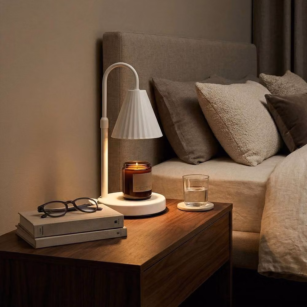 SPETLEK White Wax Candle Warmer Lamp with Height Adjustable Metal Burner and Warm White Reflector – 3